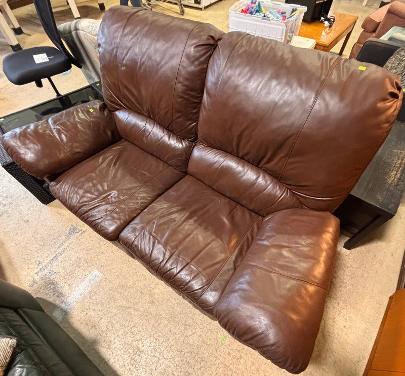 Brown Faux Leather Reclining Sofa