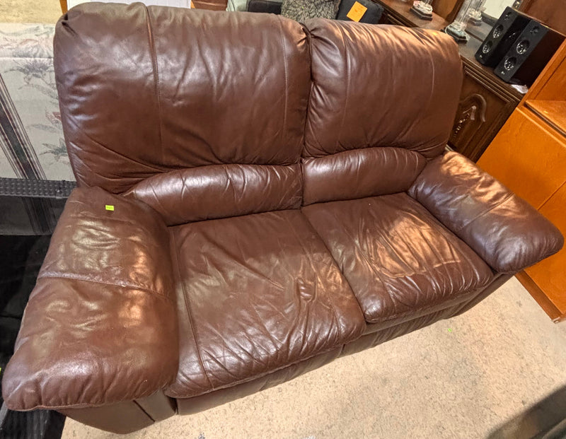 Brown Faux Leather Reclining Sofa