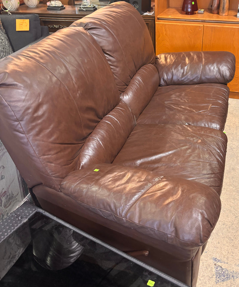 Brown Faux Leather Reclining Sofa