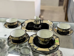 Wedgewood Nanette Black Pattern China Tea Set