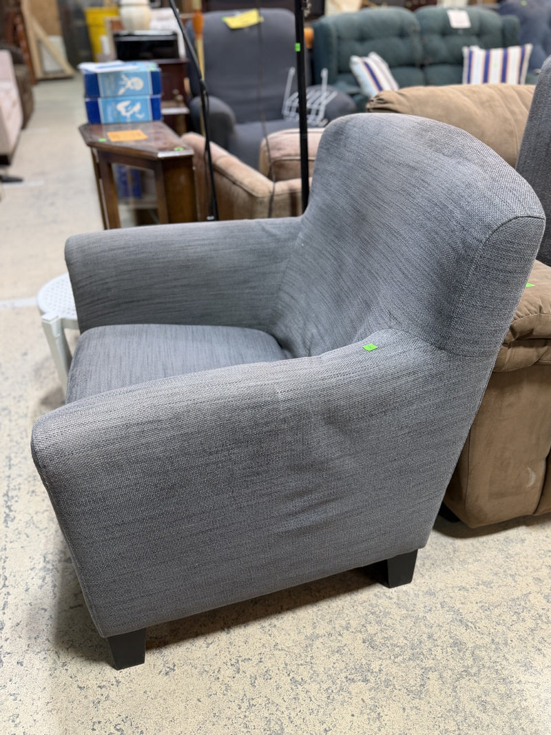 Modern Gray Accent Chair with Ottoman