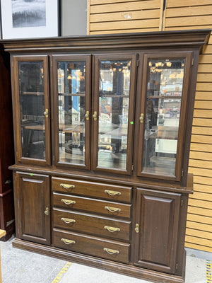 Classic Solid Wood China Cabinet with Glass Display & Storage