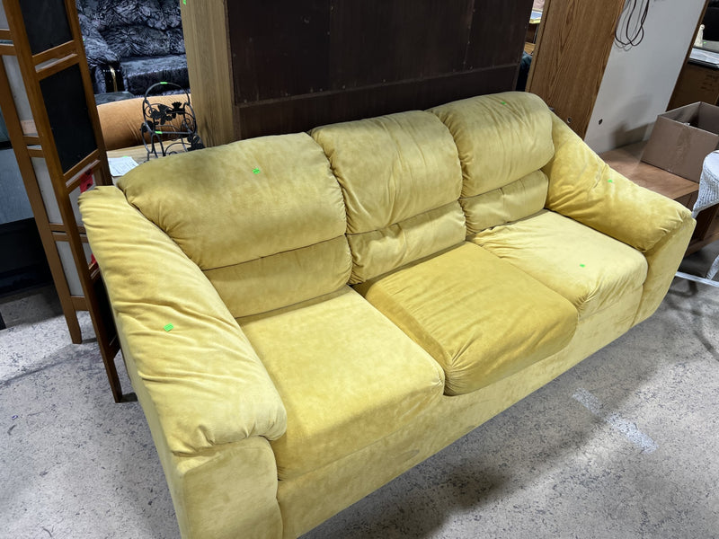 Yellow Faux Suede Sofa