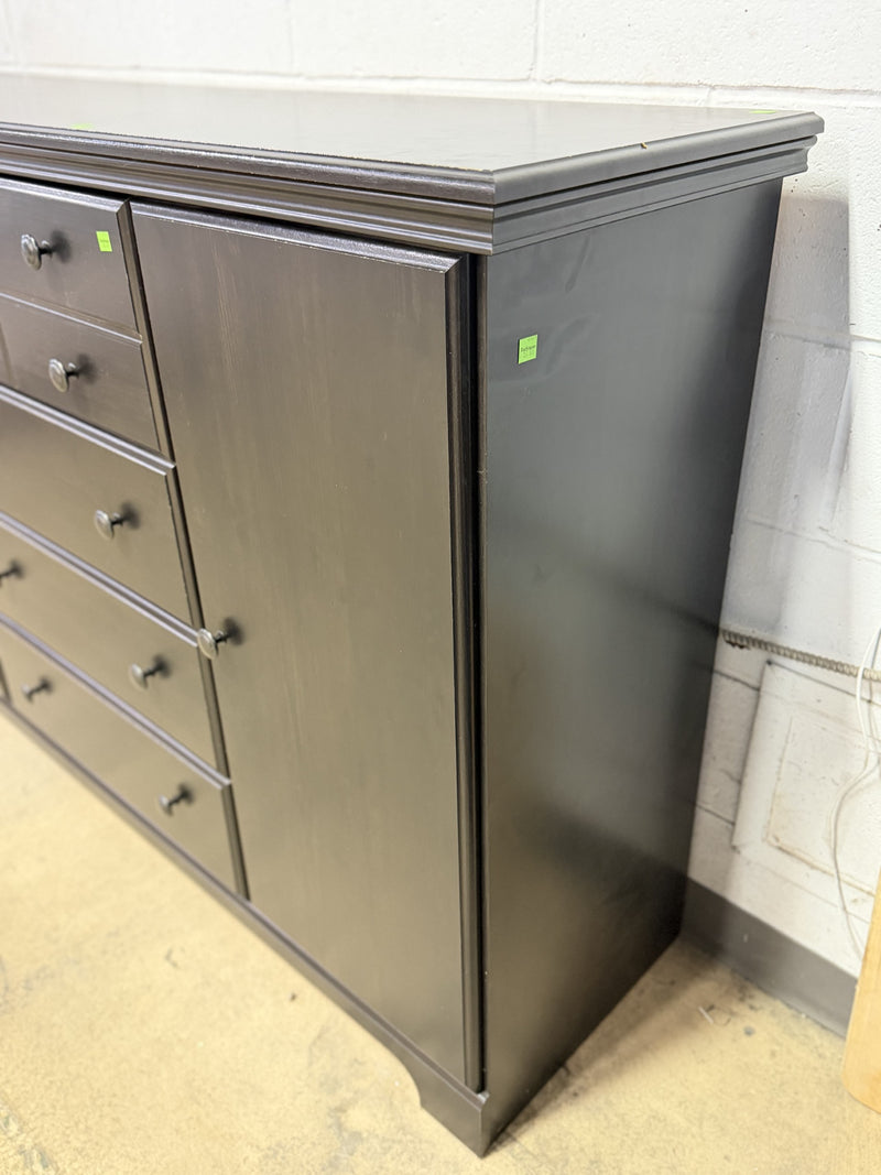 Dark Wood Storage Dresser with Cabinets & Drawers