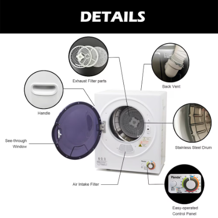 Panda 1.5 cu.ft.  Electric Portable Compact Laundry Dryer