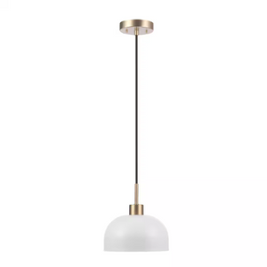 Globe Electric Hera 1-Light Pendant Lighting, Matte White, Matte Brass Accents