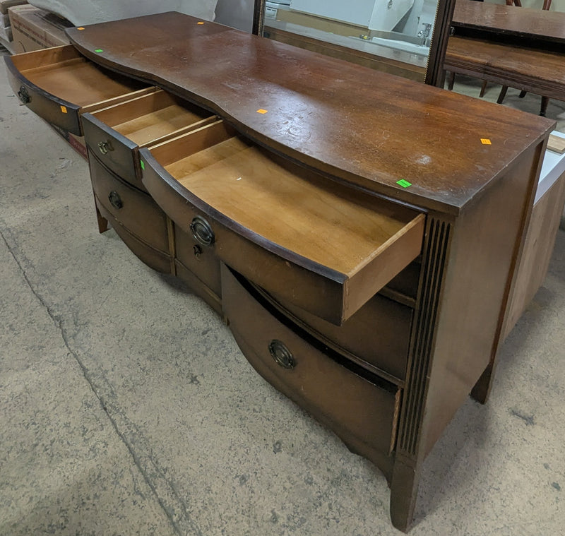 Vintage Bow Front Wood Dresser