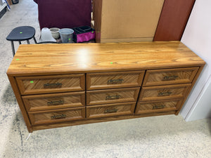 9-Drawer Oak Triple Dresser