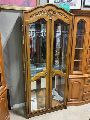 Vintage Oak Curio Display Cabinet