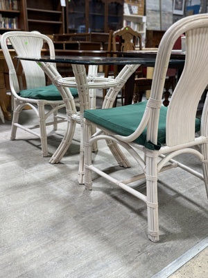 Coastal White Rattan 3-Piece Dining Set