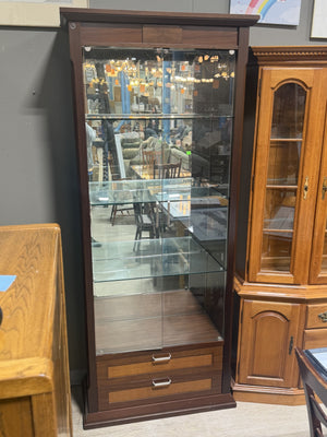 Modern Glass Display Cabinet with Storage Drawers