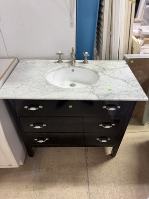 Black Bathroom Vanity with Marble Top & Undermount Sink