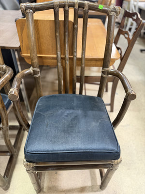 Rattan Armchair with Navy Cushion