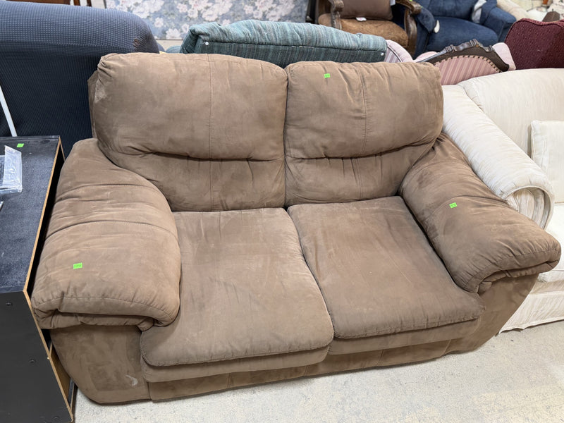 Plush Brown Microfiber Loveseat Sofa