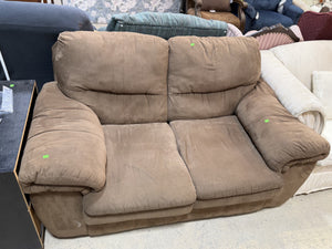 Plush Brown Microfiber Loveseat Sofa