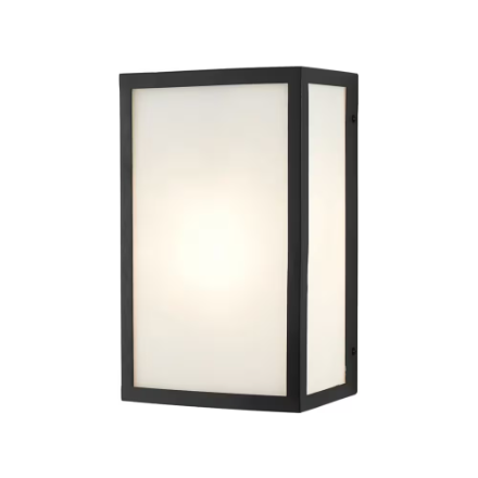 Hampton Bay 13-inch 1-Light Frosted Black Outdoor Wall Lamp