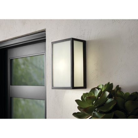 Hampton Bay 13-inch 1-Light Frosted Black Outdoor Wall Lamp