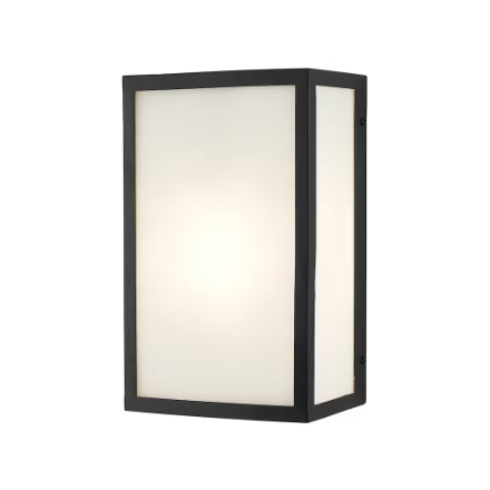 Hampton Bay 13-inch 1-Light Frosted Black Outdoor Wall Lamp
