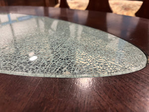 Large Oval Coffee Table with Crackled Glass Design