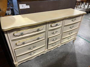 Beige Nine-Drawer Dresser w/ Gold Accents