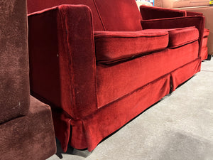Faded Velvet Red Couch