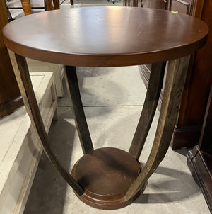 Curved Side-table with Metal Base and Top