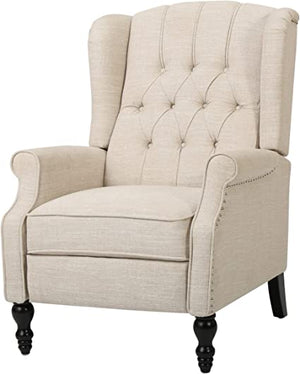 Elizabeth Light Beige Tufted Fabric Arm Chair Recliner