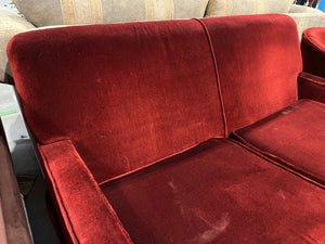 Faded Velvet Red Couch