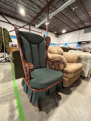 Vintage Rocking Chair with Green Cushions