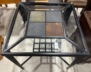 Beveled Glass & Tile Outdoor Side Table