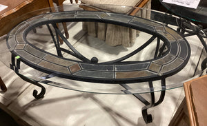 Glass Top Coffee Table with Tile Details