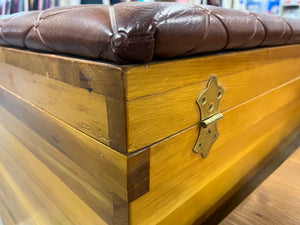 Vintage Large Cedar Chest w/ Leather Padded Top