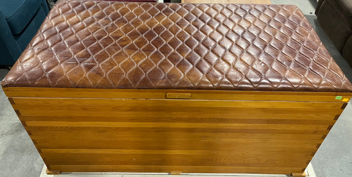 Vintage Large Cedar Chest w/ Leather Padded Top