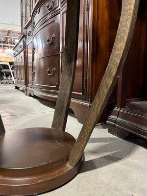 Curved Side-table with Metal Base and Top