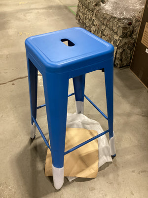 Zolnes 29 in. Blue Backless Metal Frame Bar Stool (Set of 4)