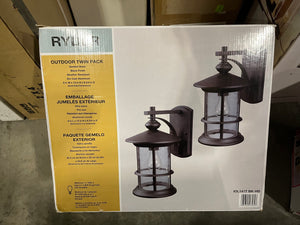 Ryder 13 Single Light Black Wall Lantern, Seeded Glass 2pk