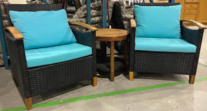 Costway 3pc Rattan Patio Set w/ Two Chairs + Side Table