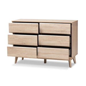 Mid Century Modern Hana Oak/Dark Grey 6-Drawer Dresser