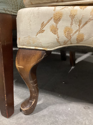 Cream Wingback Chair with Autumn Design