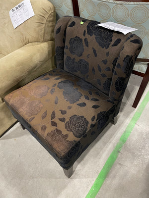 Brown Accent Chair with Rose Designs