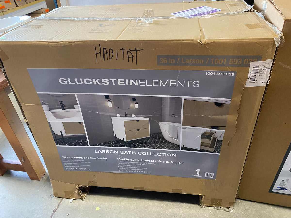 Gluckstein Elements White and Oak Vanity Habitat for Humanity Greater