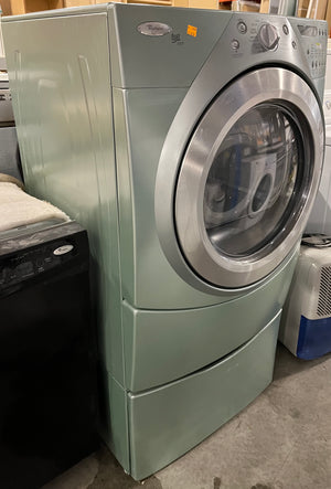 Whirlpool Front Load Sage Green Dryer with Pedestal