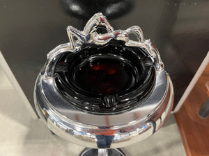Amber Glass Ashtray with Silver Stallion Handle