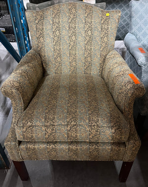 Gold & Green Wingback Chair