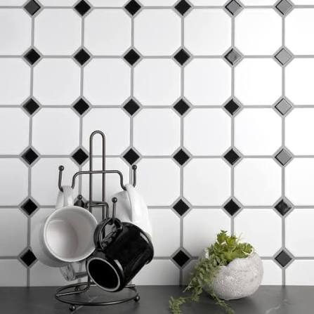 Metro Octagon Matte White w/Black Dot