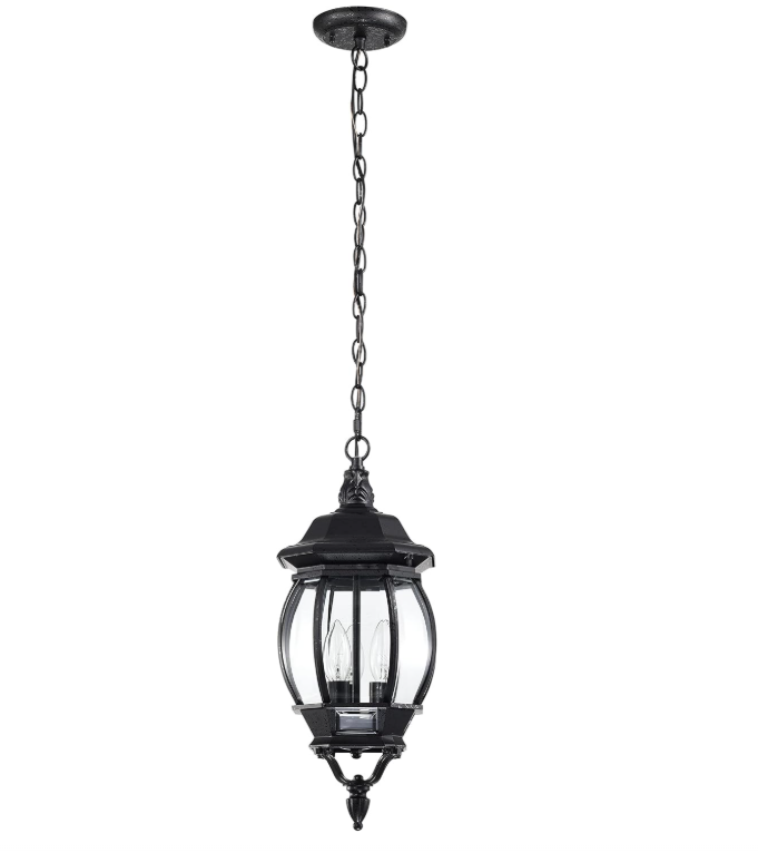 Nuvo Black Hanging Lantern with Clear Beveled Panels