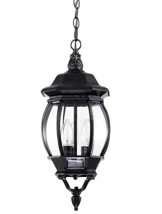 Nuvo Black Hanging Lantern with Clear Beveled Panels