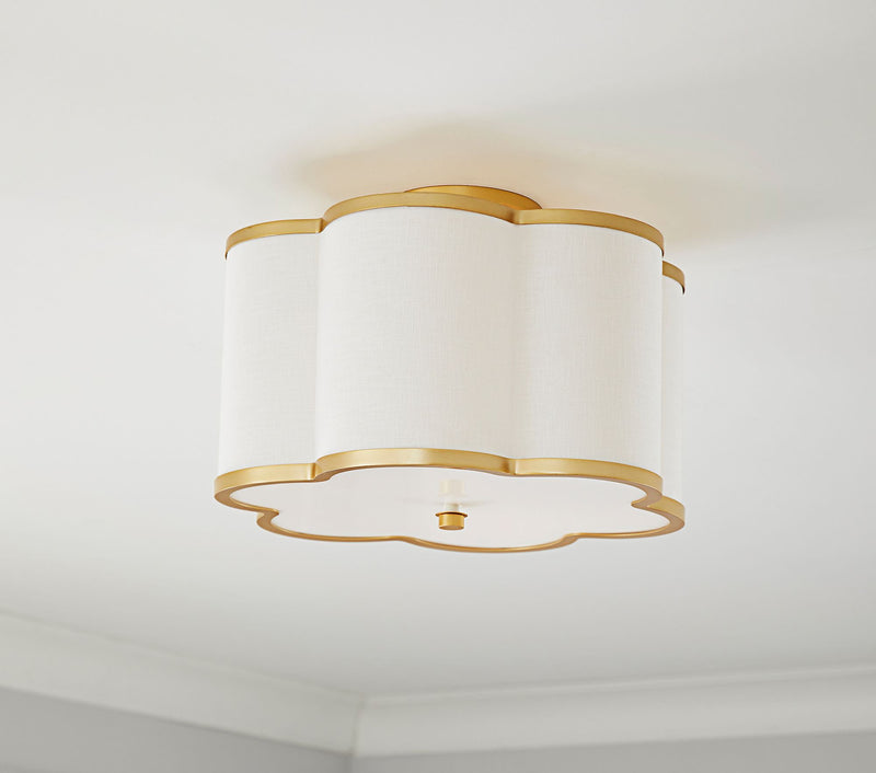 Linen Flower Scallop Flush Mount Ceiling Light