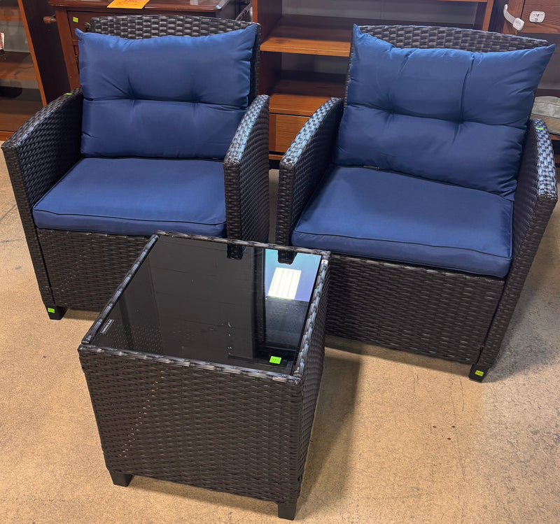 Costway 3-Piece Patio Rattan Cushioned Conversation Set