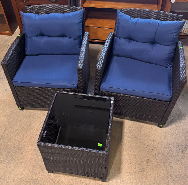 Costway 3-Piece Patio Rattan Cushioned Conversation Set